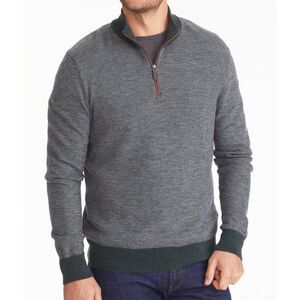 UNTUCKit Men's Birdseye Merino Wool Quarter-Zip Sweater Size M Preppy Casual